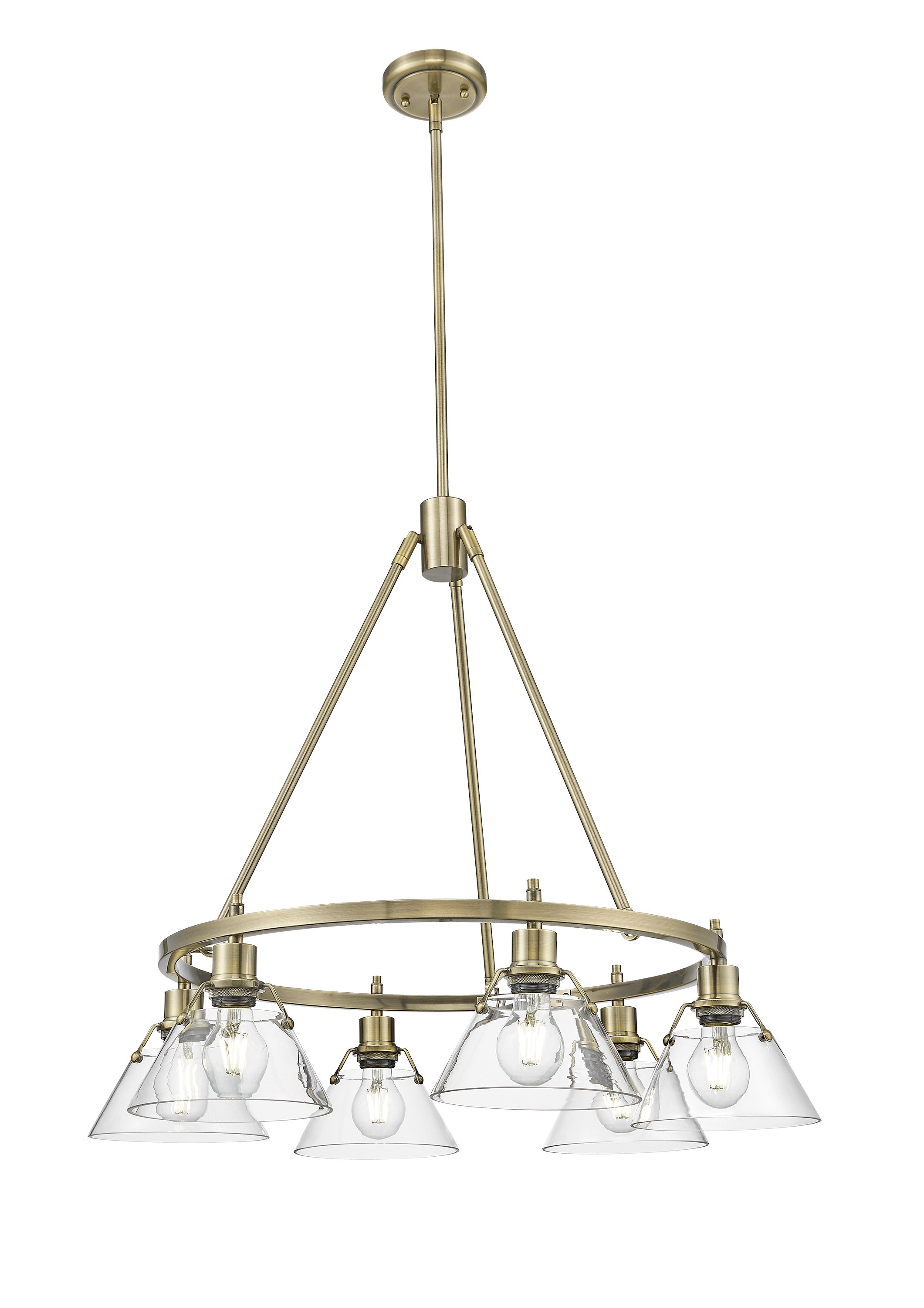 Yep by Golden Lighting Orwell 6-light Chandelier in Aged Brass and Clear Glass - - Golden Lighting