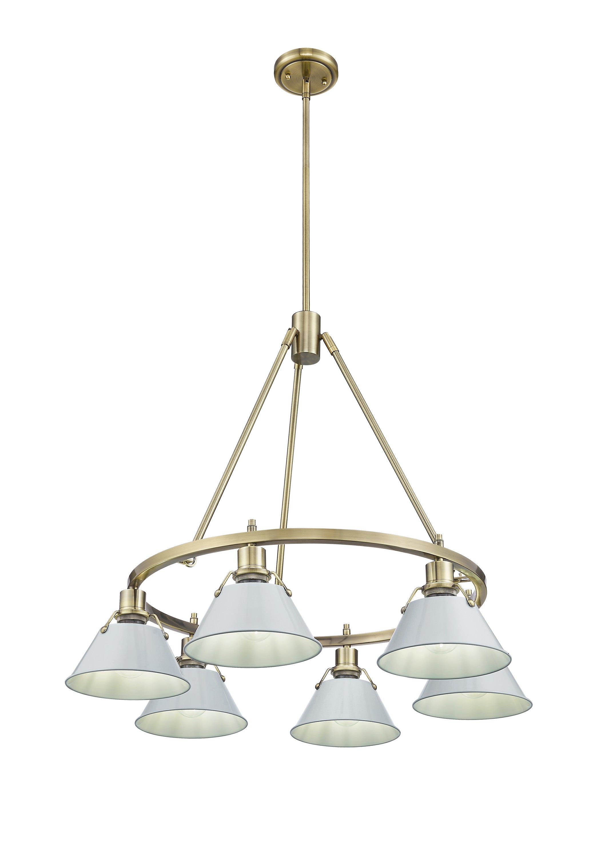 Yep by Golden Lighting Orwell 6-light Chandelier in Aged Brass and Dusky Blue shade - - Golden Lighting