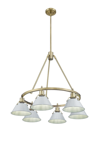 Yep by Golden Lighting Orwell 6-light Chandelier in Aged Brass and Dusky Blue shade - - Golden Lighting