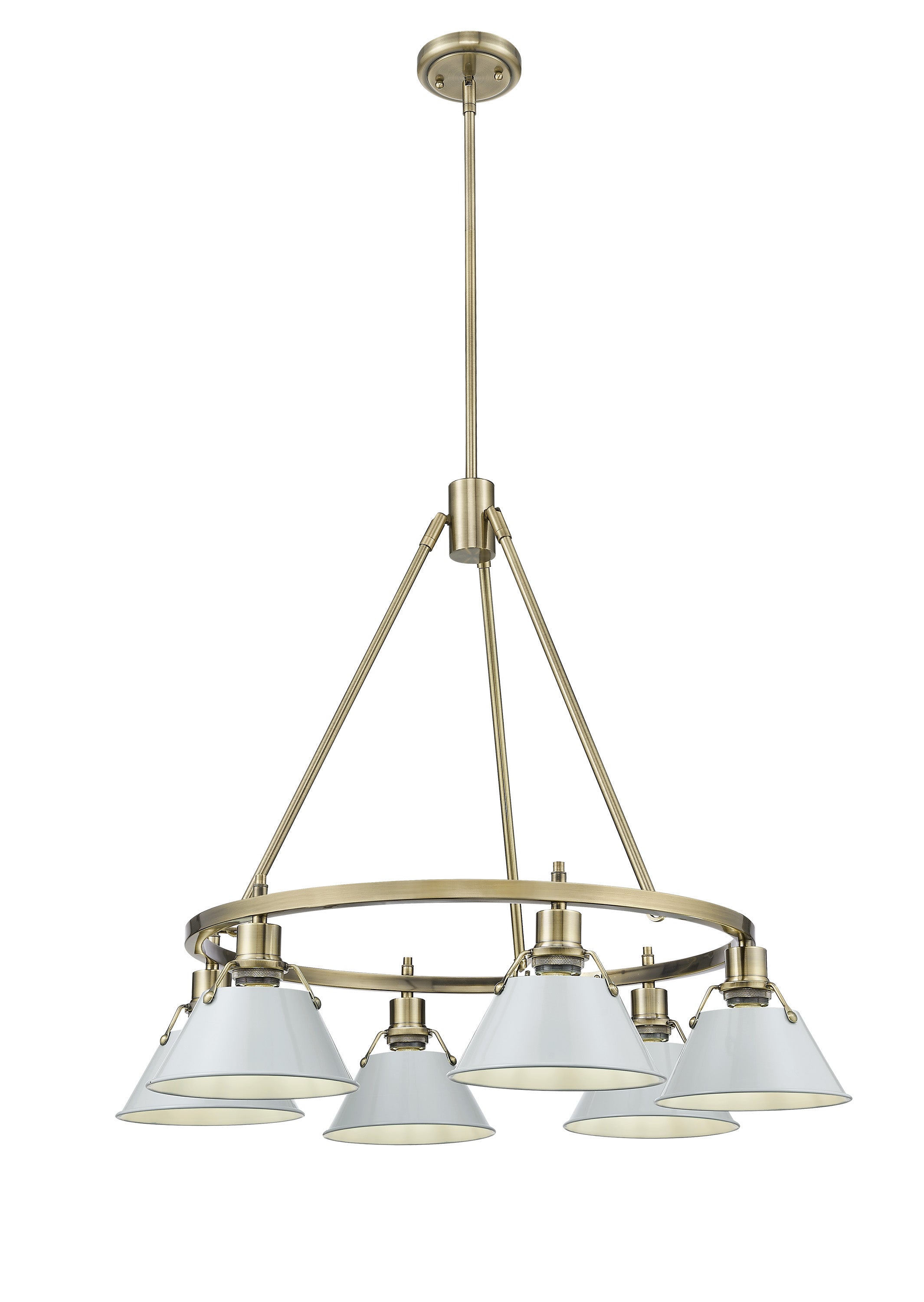 Yep by Golden Lighting Orwell 6-light Chandelier in Aged Brass and Dusky Blue shade - - Golden Lighting