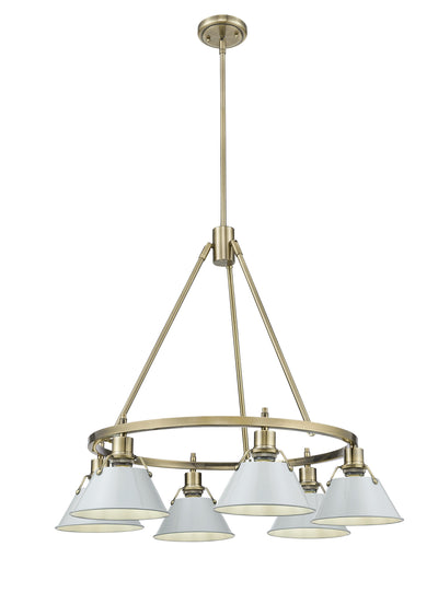 Yep by Golden Lighting Orwell 6-light Chandelier in Aged Brass and Dusky Blue shade - - Golden Lighting