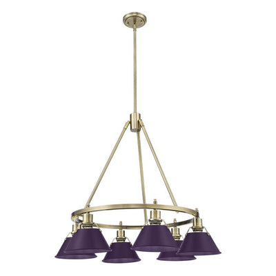 Yep by Golden Lighting Orwell 6-light Chandelier in Aged Brass and Exotic Purple shade - - Golden Lighting