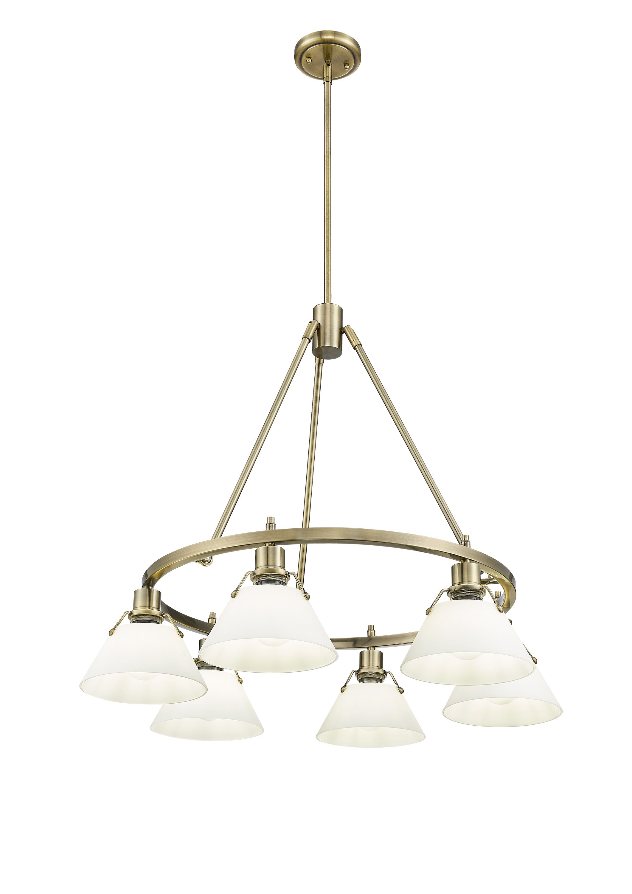 Yep by Golden Lighting Orwell 6-light Chandelier in Aged Brass and Opal Glass - - Golden Lighting