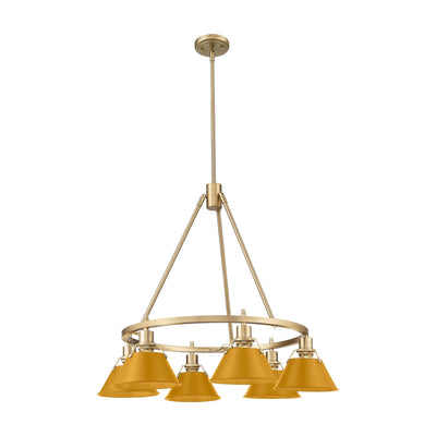 Yep by Golden Lighting Orwell 6-light Chandelier in Brushed Champagne Brass and Auric Yellow shade - - Golden Lighting