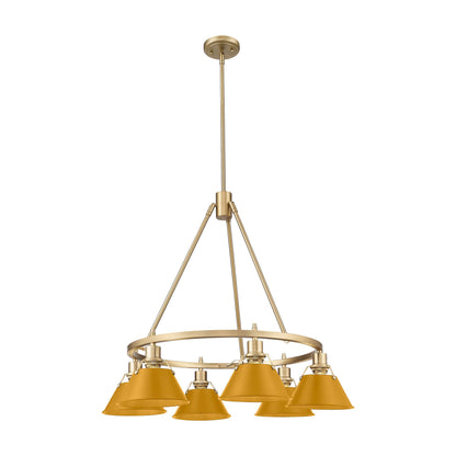 Yep by Golden Lighting Orwell 6-light Chandelier in Brushed Champagne Brass and Auric Yellow shade - - Golden Lighting