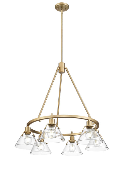 Yep by Golden Lighting Orwell 6-light Chandelier in Brushed Champagne Brass and Clear Glass - - Golden Lighting