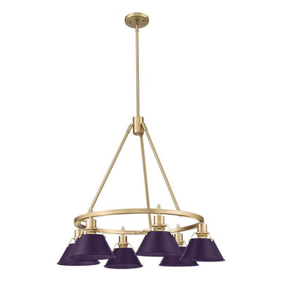 Yep by Golden Lighting Orwell 6-light Chandelier in Brushed Champagne Brass and Exotic Purple shade - - Golden Lighting