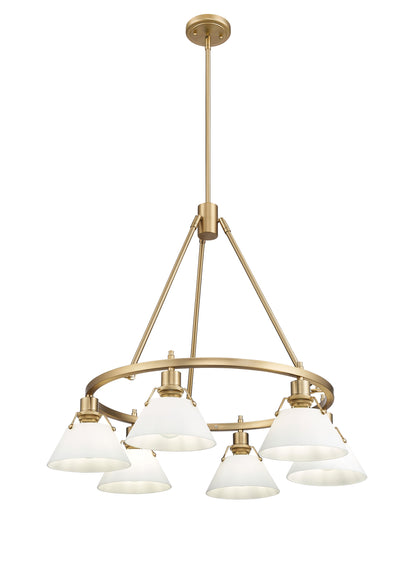 Yep by Golden Lighting Orwell 6-light Chandelier in Brushed Champagne Brass and Opal Glass - - Golden Lighting