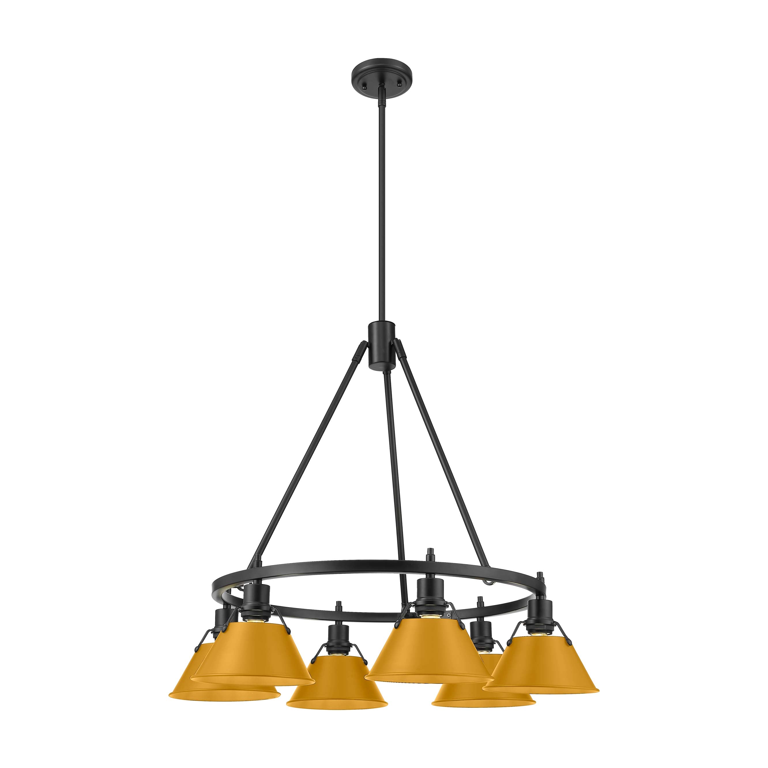 Yep by Golden Lighting Orwell 6-light Chandelier in Matte Black and Auric Yellow shade - - Golden Lighting