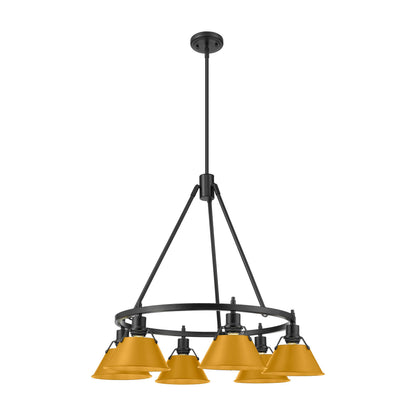 Yep by Golden Lighting Orwell 6-light Chandelier in Matte Black and Auric Yellow shade - - Golden Lighting