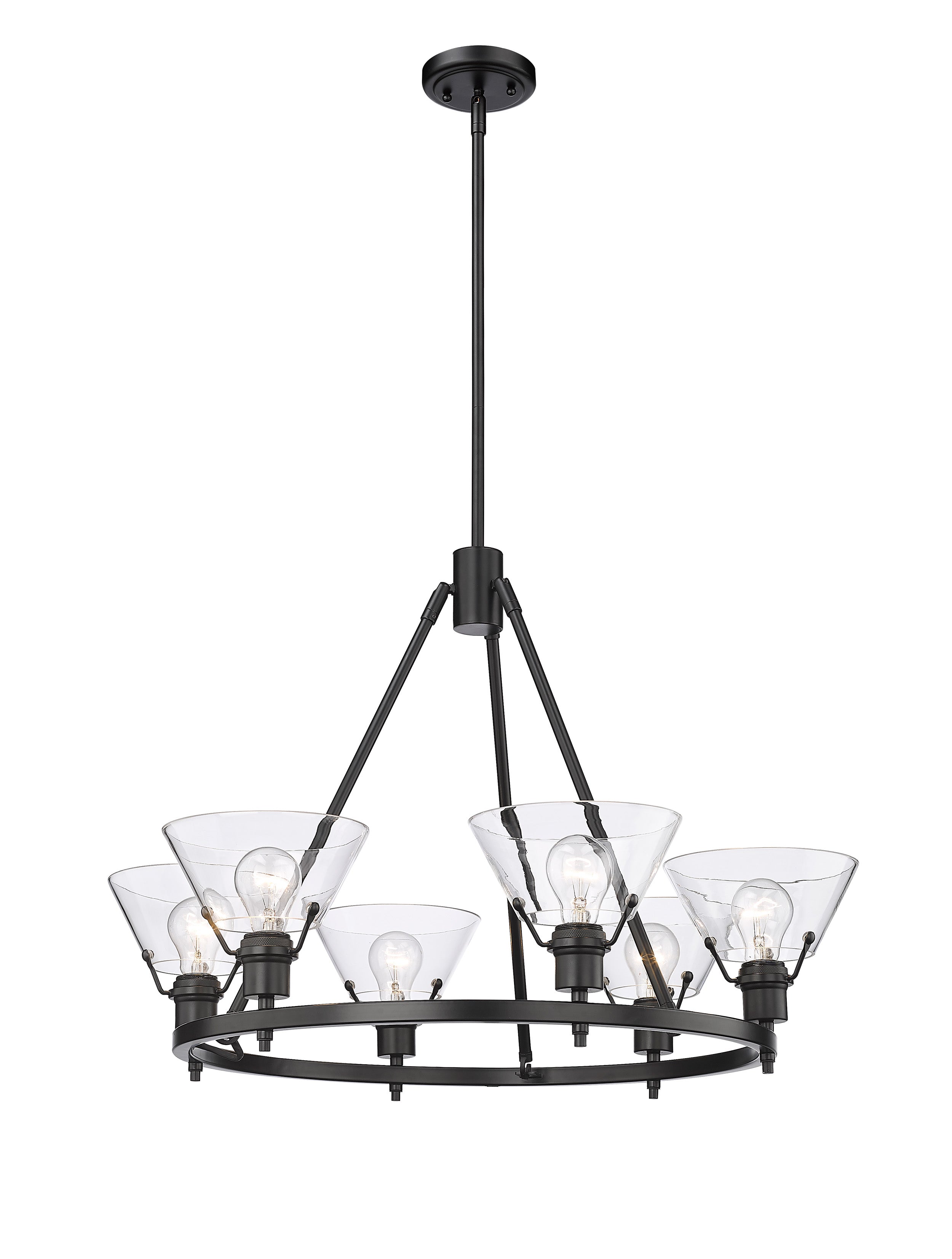 Yep by Golden Lighting Orwell 6-light Chandelier in Matte Black and Clear Glass - - Golden Lighting