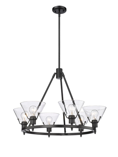 Yep by Golden Lighting Orwell 6-light Chandelier in Matte Black and Clear Glass - - Golden Lighting