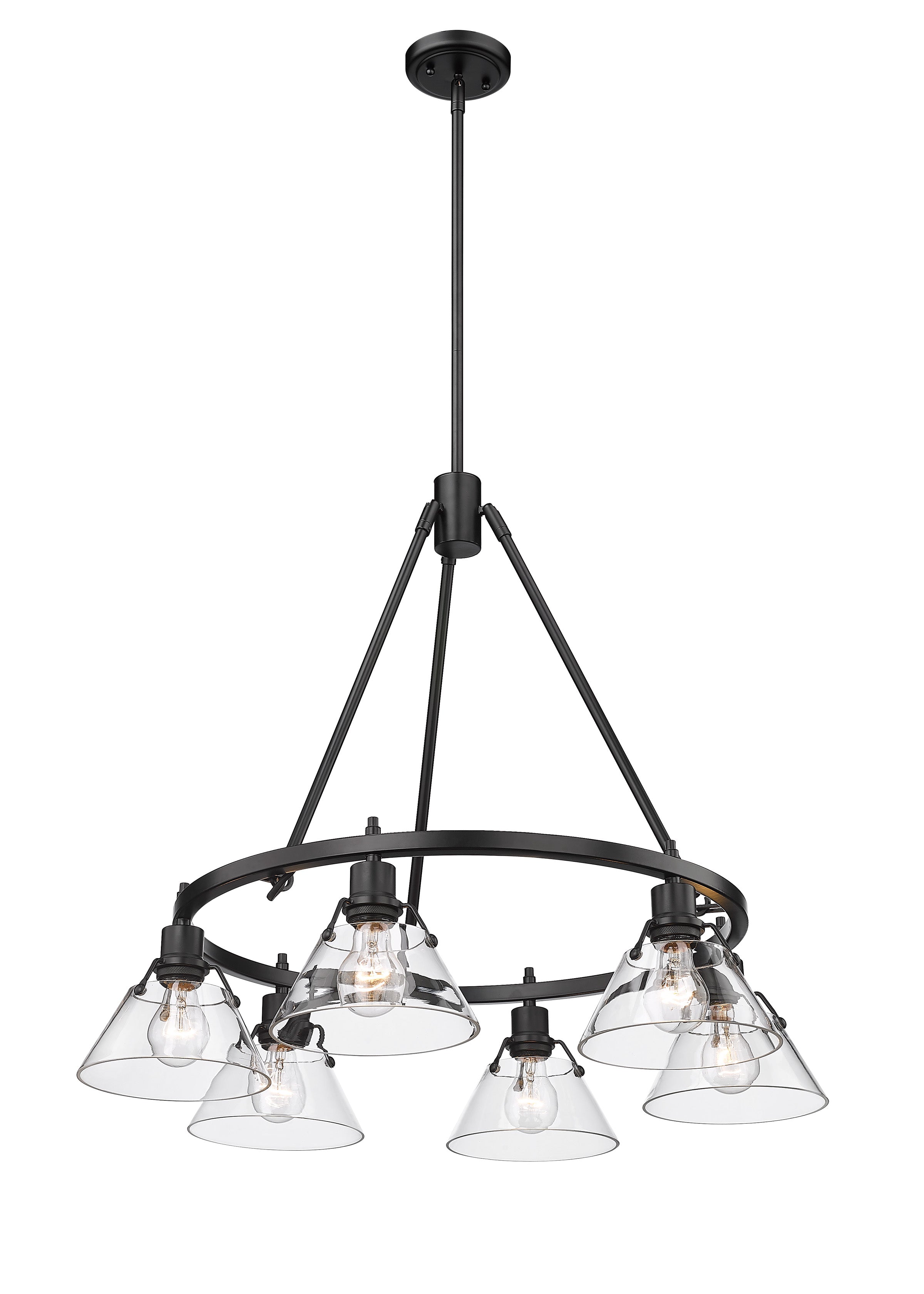 Yep by Golden Lighting Orwell 6-light Chandelier in Matte Black and Clear Glass - - Golden Lighting