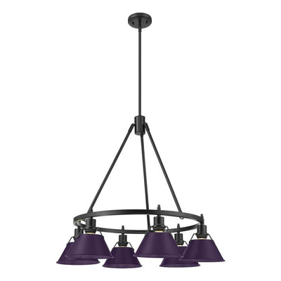 Yep by Golden Lighting Orwell 6-light Chandelier in Matte Black and Exotic Purple shade - - Golden Lighting