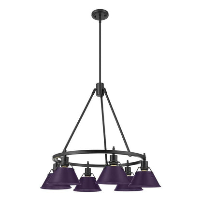 Yep by Golden Lighting Orwell 6-light Chandelier in Matte Black and Exotic Purple shade - - Golden Lighting