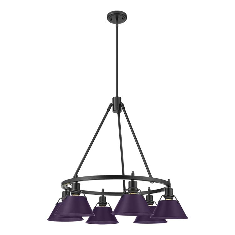 Yep by Golden Lighting Orwell 6-light Chandelier in Matte Black and Exotic Purple shade - - Golden Lighting