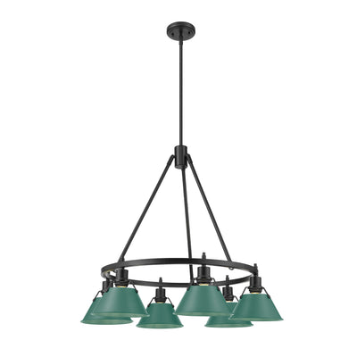 Yep by Golden Lighting Orwell 6-light Chandelier in Matte Black and Pine Green shade - - Golden Lighting