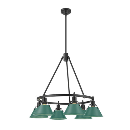 Yep by Golden Lighting Orwell 6-light Chandelier in Matte Black and Pine Green shade - - Golden Lighting