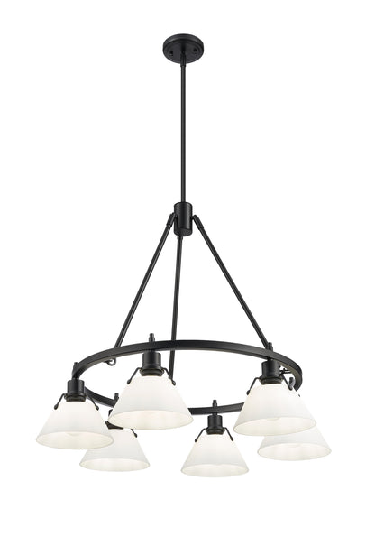Yep by Golden Lighting Orwell 6-light Chandelier in Matte Black and Opal Glass - - Golden Lighting