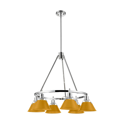 Yep by Golden Lighting Orwell 6-light Chandelier in Chrome and Auric Yellow shade - - Golden Lighting