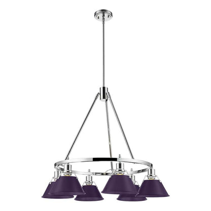 Yep by Golden Lighting Orwell 6-light Chandelier in Chrome and Exotic Purple shade - - Golden Lighting