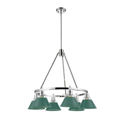 Yep by Golden Lighting Orwell 6-light Chandelier in Chrome and Pine Green shade - - Golden Lighting