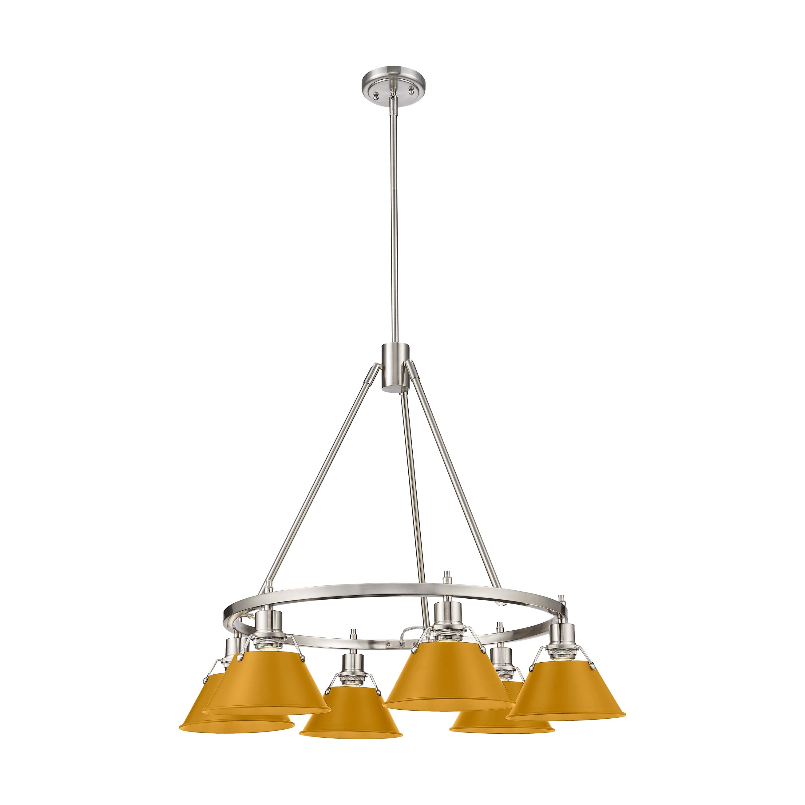 Yep by Golden Lighting Orwell 6-light Chandelier in Pewter and Auric Yellow shade - - Golden Lighting