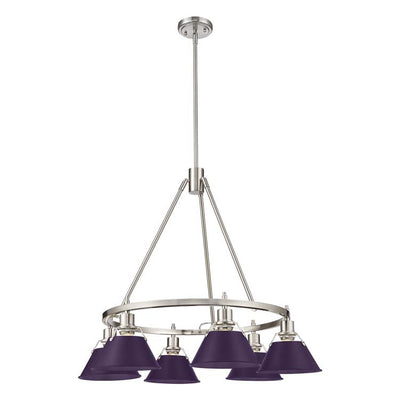 Yep by Golden Lighting Orwell 6-light Chandelier in Pewter and Exotic Purple shade - - Golden Lighting