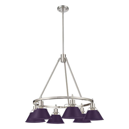 Yep by Golden Lighting Orwell 6-light Chandelier in Pewter and Exotic Purple shade - - Golden Lighting