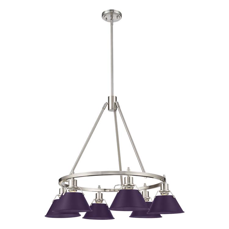 Yep by Golden Lighting Orwell 6-light Chandelier in Pewter and Exotic Purple shade - - Golden Lighting