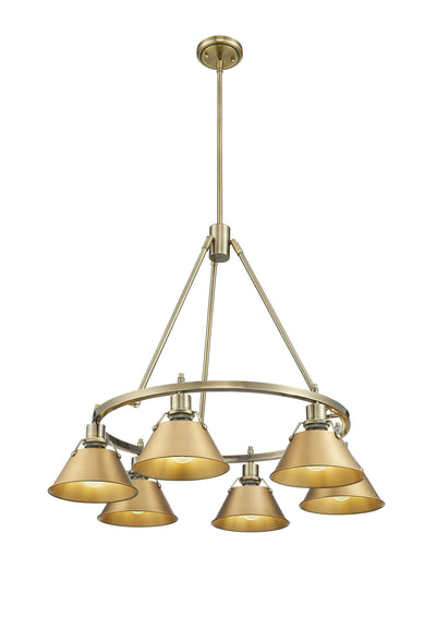 Yep by Golden Lighting Orwell 6-light Chandelier in Aged Brass and Brushed Champagne Brass shade - - Golden Lighting