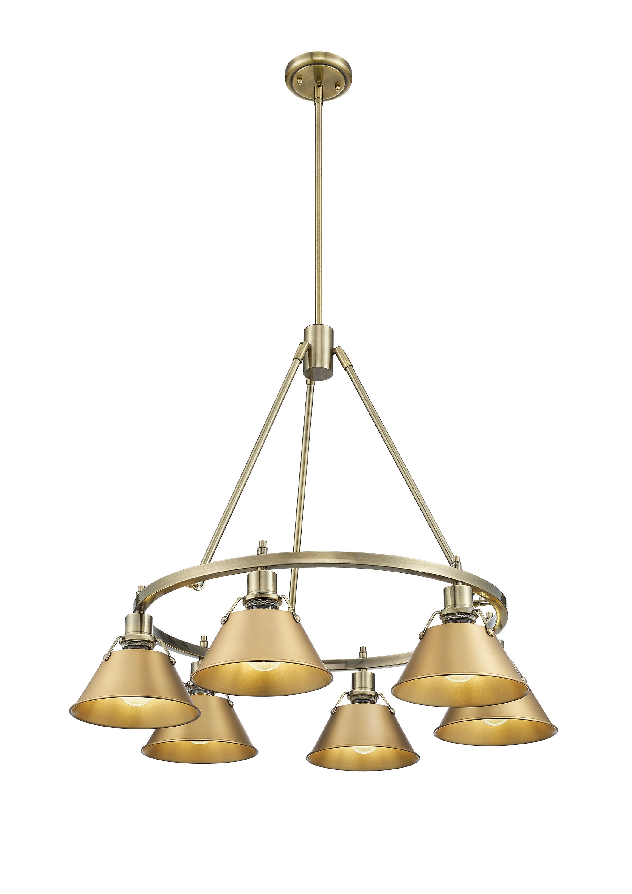 Orwell 6-Light Chandelier in Aged Brass with Brushed Champagne Bronze - - Golden Lighting