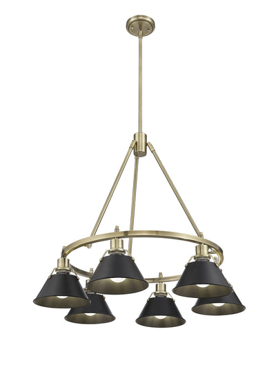 Yep by Golden Lighting Orwell 6-light Chandelier in Aged Brass and Matte Black shade - - Golden Lighting