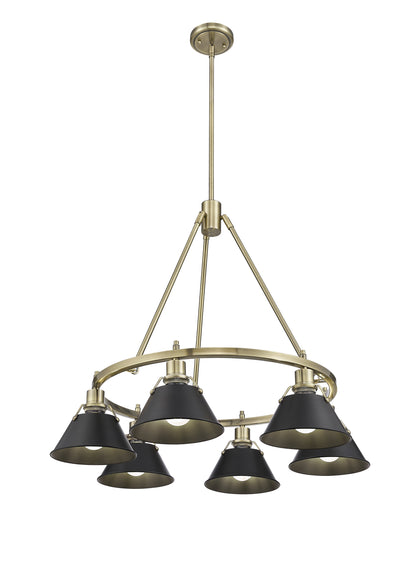 Orwell 6-Light Chandelier in Aged Brass with Matte Black - - Golden Lighting