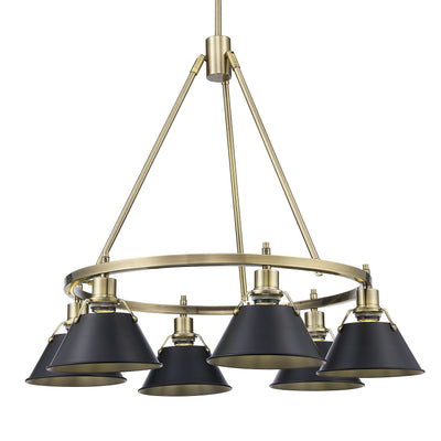Yep by Golden Lighting Orwell 6-light Chandelier in Aged Brass and Matte Black shade - Default Title - Golden Lighting
