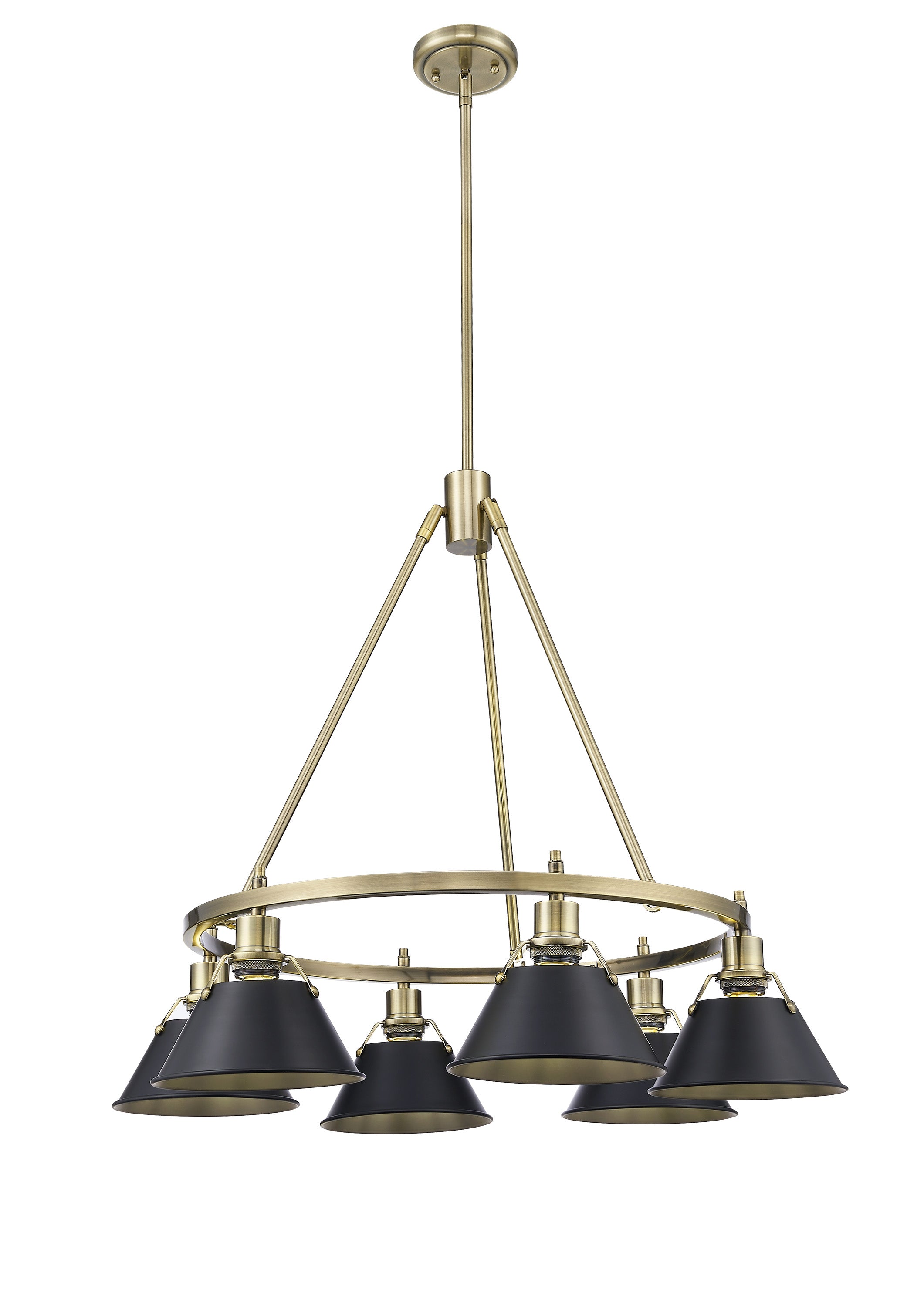 Orwell 6-Light Chandelier in Aged Brass with Matte Black - Default Title - Golden Lighting