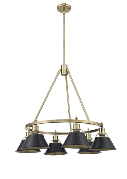 Orwell 6-Light Chandelier in Aged Brass with Matte Black - Default Title - Golden Lighting