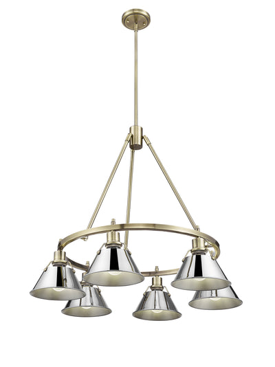 Yep by Golden Lighting Orwell 6-light Chandelier in Aged Brass and Chrome shade - - Golden Lighting