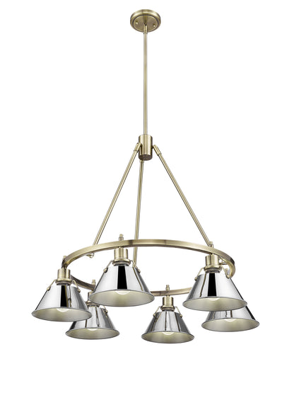 Orwell 6-Light Chandelier in Aged Brass with Chrome - - Golden Lighting