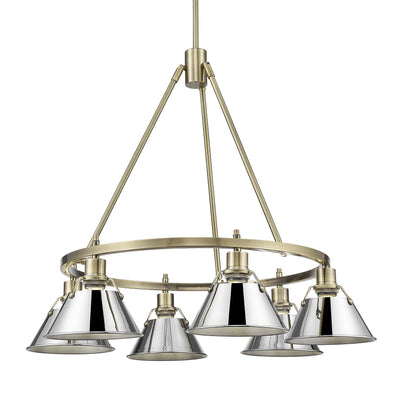 Yep by Golden Lighting Orwell 6-light Chandelier in Aged Brass and Chrome shade - Default Title - Golden Lighting