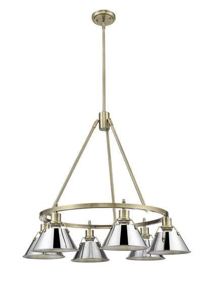 Orwell 6-Light Chandelier in Aged Brass with Chrome - Aged Brass / Chrome / Silver - Golden Lighting