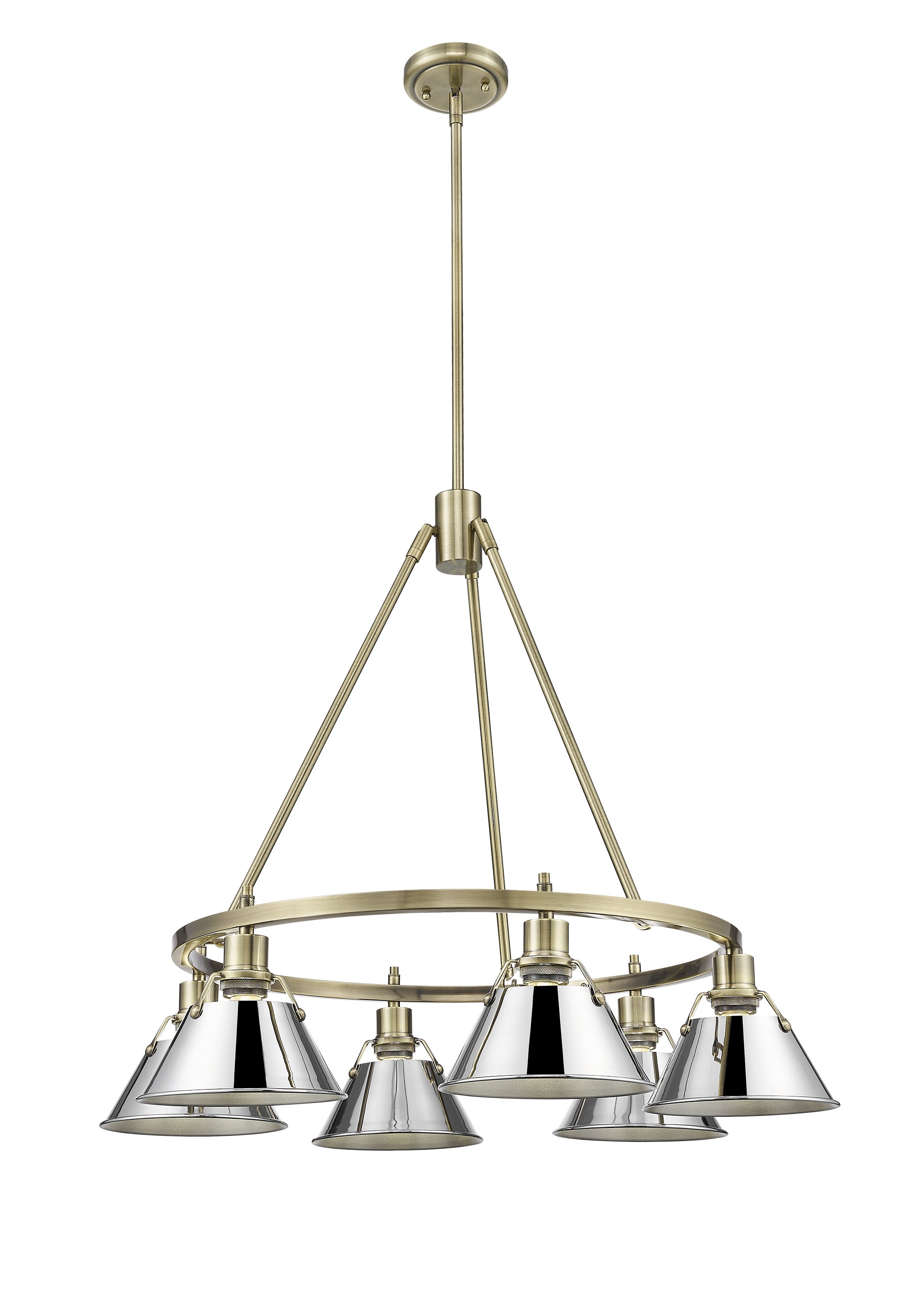 Orwell 6-Light Chandelier in Aged Brass with Chrome - Default Title - Golden Lighting