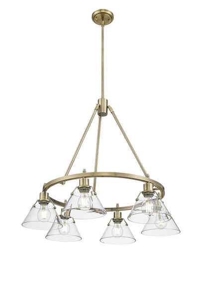 Orwell 6-Light Chandelier in Aged Brass with Clear Glass - - Golden Lighting