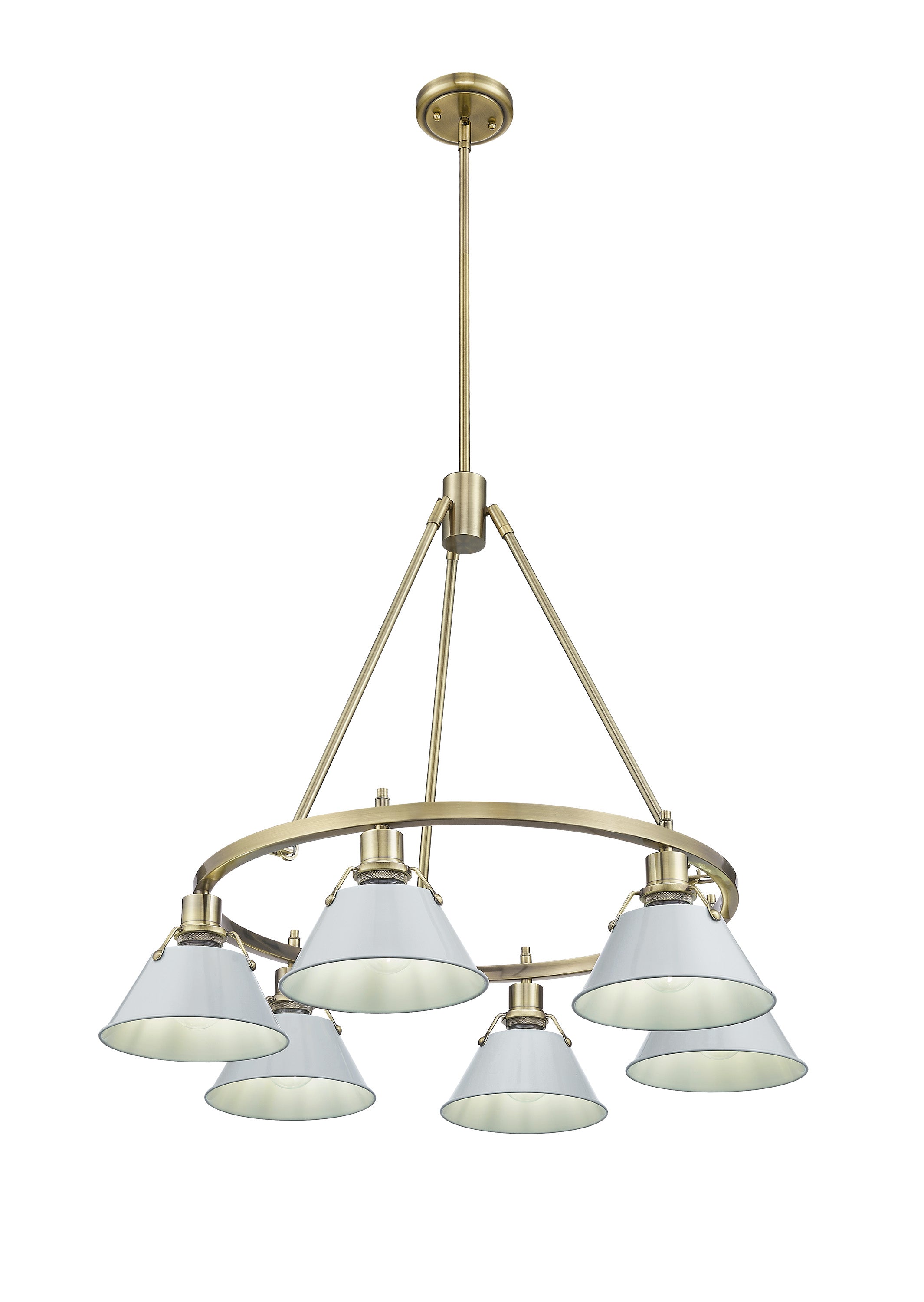 Orwell 6-Light Chandelier in Aged Brass with Dusky Blue - - Golden Lighting