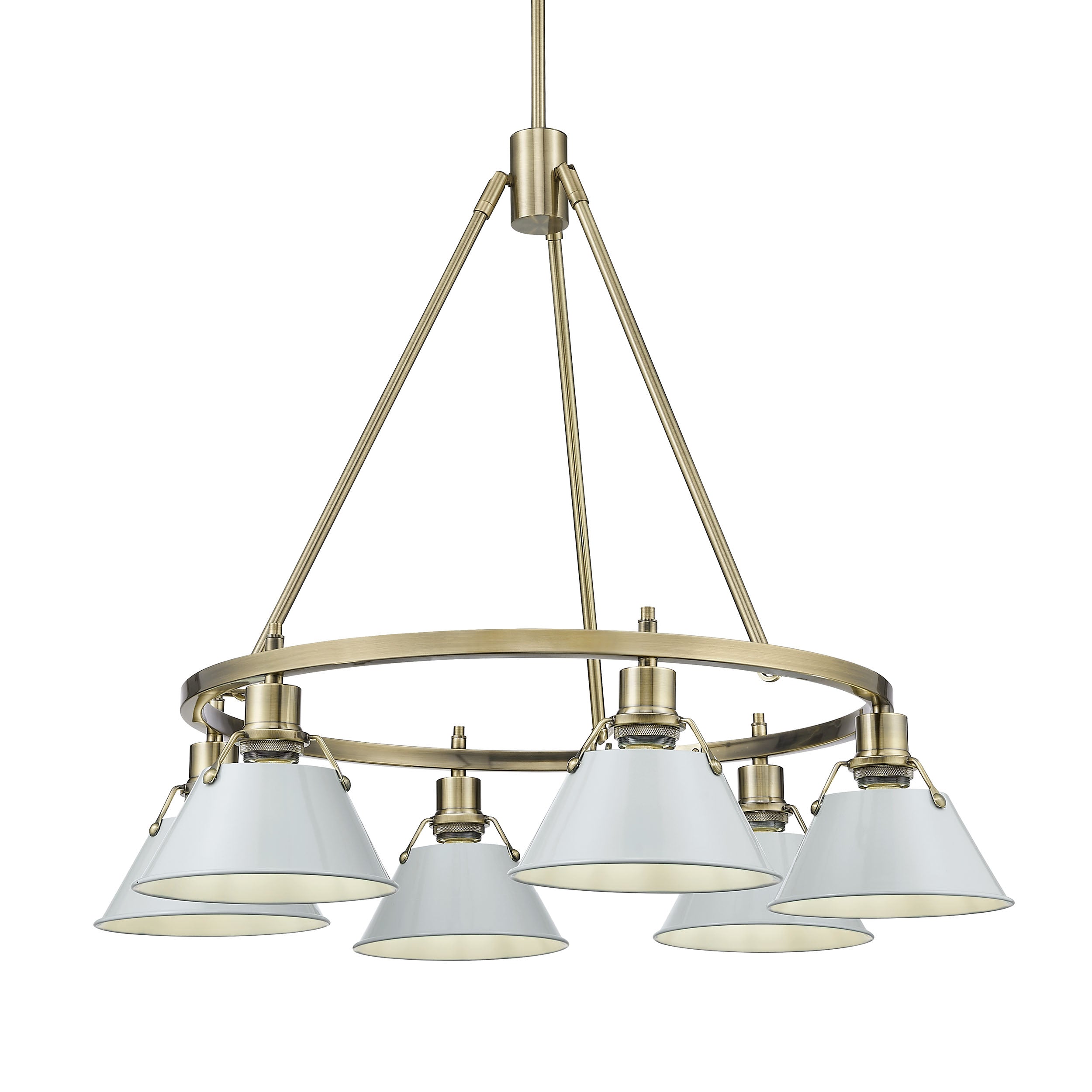Yep by Golden Lighting Orwell 6-light Chandelier in Aged Brass and Dusky Blue shade