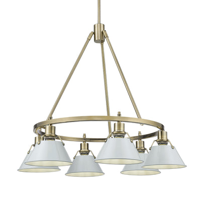 Yep by Golden Lighting Orwell 6-light Chandelier in Aged Brass and Dusky Blue shade - Default Title - Golden Lighting