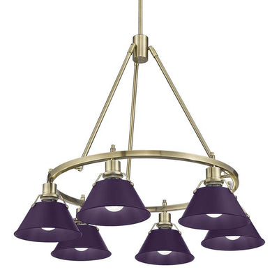 Yep by Golden Lighting Orwell 6-light Chandelier in Aged Brass and Exotic Purple shade - Default Title - Golden Lighting