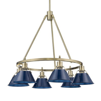 Yep by Golden Lighting Orwell 6-light Chandelier in Aged Brass and Navy Blue shade - Default Title - Golden Lighting