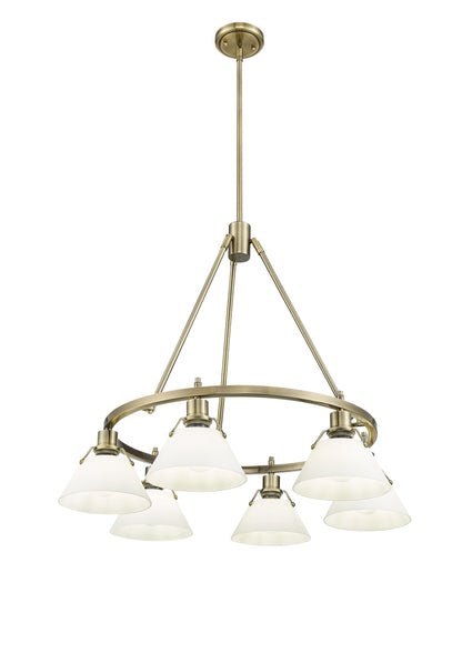 Orwell 6-Light Chandelier in Aged Brass with Opal Glass - - Golden Lighting