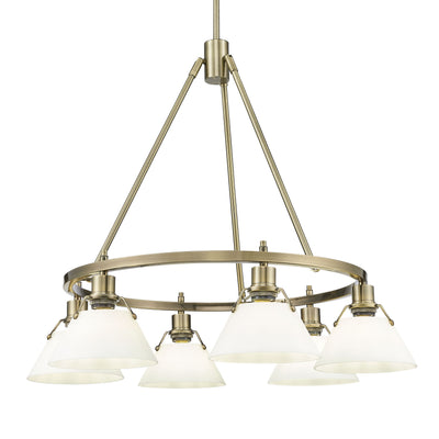 Yep by Golden Lighting Orwell 6-light Chandelier in Aged Brass and Opal Glass - Default Title - Golden Lighting
